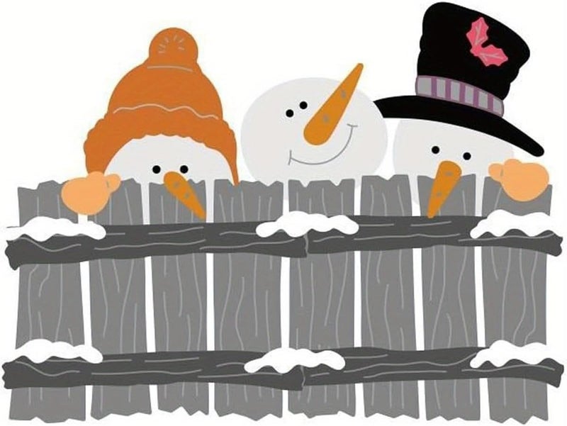 Lapoo Christmas Metal Cutting Die for Scrapbooking, 3D Backgrounds Frame New Cutting Dies DIY Album Card Making Decor Paper Metal Die Cuts Party Wedding Decorations (Snowman Fence 4.1 x 2.7 in) - Image 1